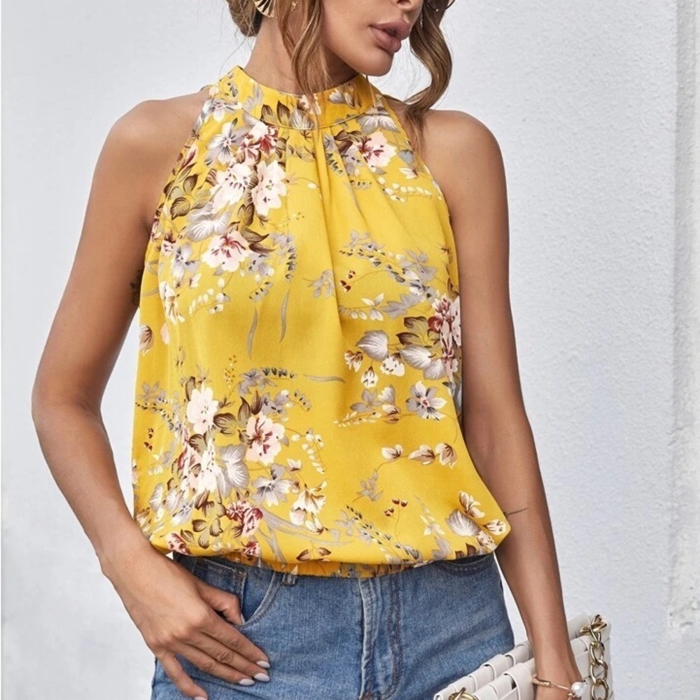 Women’s Shein Mock Neck Floral Blouse